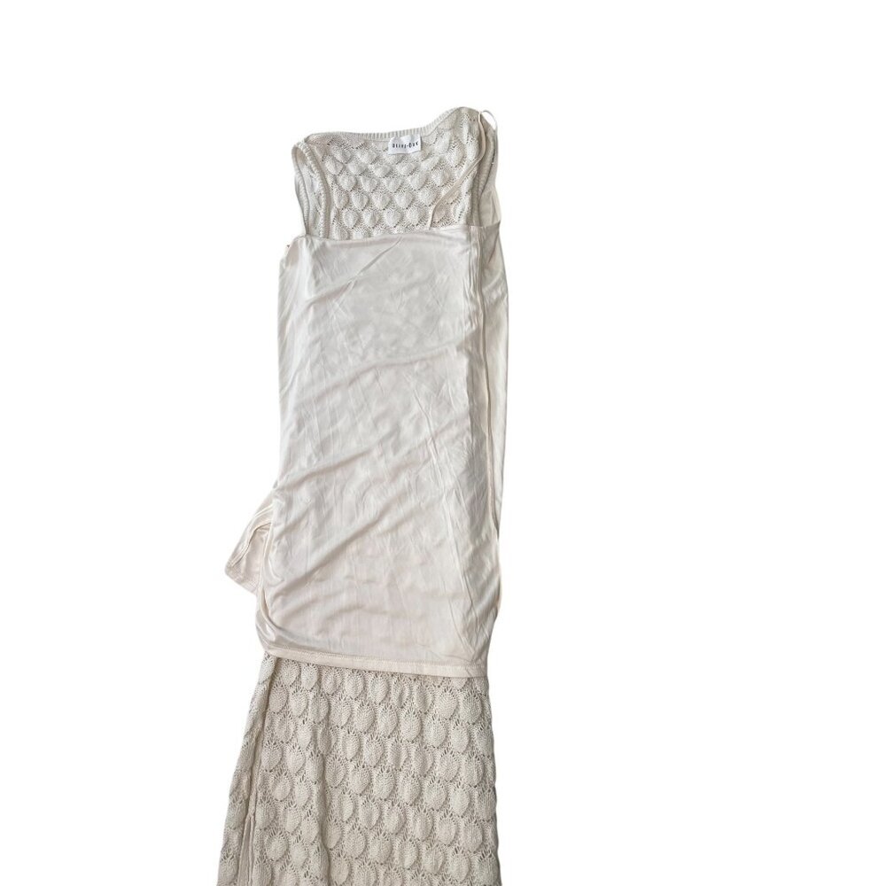 Olive & Oak Crochet Knit Maxi Dress Sleeveless Beachy Cottagecore Prairie - Picture 8 of 8